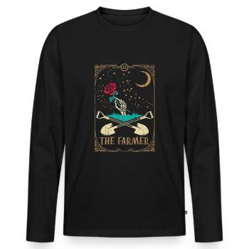Rose Tarot Card Occult Club Gothic Farmer - Men's Premium Organic Long Sleeve Shirt - black - Front - Nico (187cm)