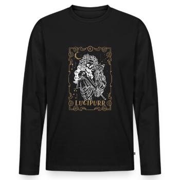 Cat Lucifer Tarot Card Occult Club Gothic Animal - Männer Premium Bio Langarmshirt - Schwarz - Vorne - Nico (187cm)