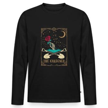 Rose Tarot Card Occult Club Gothic Gardener - Men's Premium Organic Long Sleeve Shirt - black - Front - Nico (187cm)