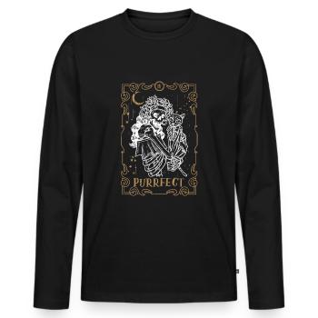 Kawaii Cat Tarot Card Occult Club Gothic Animal - Männer Premium Bio Langarmshirt - Schwarz - Vorne - Nico (187cm)