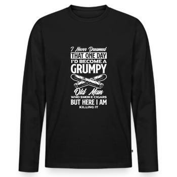 Funny Cigar Smoking Cigar Smoker Gift - Men's Premium Organic Long Sleeve Shirt - black - Front - Nico (187cm)