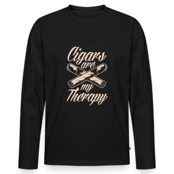 Cigars My Therapy Cigar Smoker Gift - Men's Premium Organic Long Sleeve Shirt - black - Front - Nico (187cm)