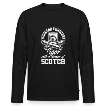Cigar and Scotch Cigar Smoker Gift - Men's Premium Organic Long Sleeve Shirt - black - Front - Nico (187cm)