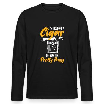 Lustiges Zigarre Rauchen Zigarrenraucher Geschenk - Männer Premium Bio Langarmshirt - Schwarz - Vorne - Nico (187cm)