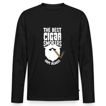 Cigar And Beard Cigar Smoker Gift - Men's Premium Organic Long Sleeve Shirt - black - Front - Nico (187cm)