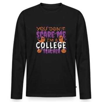 Ghost Pumpkin College Professeur Halloween - T-shirt manches longues Premium bio Homme - noir - Devant - Nico (187cm)