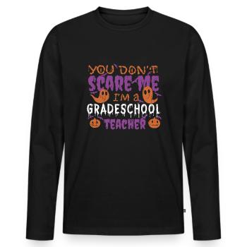 Ghost Pumpkin Enseignant élémentaire Halloween - T-shirt manches longues Premium bio Homme - noir - Devant - Nico (187cm)