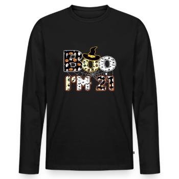 Halloween Pattern Spider Creatures Naissance Age 21 - T-shirt manches longues Premium bio Homme - noir - Devant - Nico (187cm)
