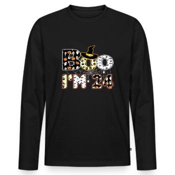 Halloween Pattern Spider Creatures Birth Age 24 - Men's Premium Organic Long Sleeve Shirt - black - Front - Nico (187cm)