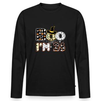 Halloween Pattern Spider Creatures Birth Age 26 - Men's Premium Organic Long Sleeve Shirt - black - Front - Nico (187cm)
