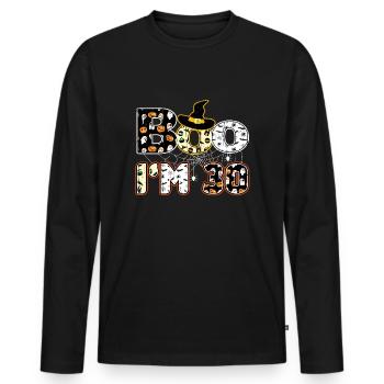 Halloween Pattern Spider Creatures Birth Age 30 - Men's Premium Organic Long Sleeve Shirt - black - Front - Nico (187cm)