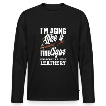 Lustiges Zigarre Rauchen Zigarrenraucher Geschenk - Männer Premium Bio Langarmshirt - Schwarz - Vorne - Nico (187cm)