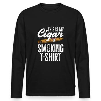 Funny Cigar Smoking Cigar Smoker Gift - Men's Premium Organic Long Sleeve Shirt - black - Front - Nico (187cm)