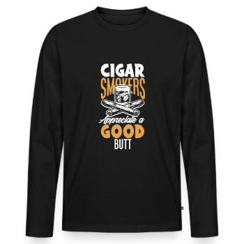 Lustiges Zigarre Rauchen Zigarrenraucher Geschenk - Männer Premium Bio Langarmshirt - Schwarz - Vorne - Nico (187cm)