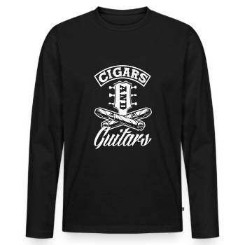 Cigars and Guitars Cigar Smoker Gift - Men's Premium Organic Long Sleeve Shirt - black - Front - Nico (187cm)