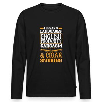 Lustiges Zigarre Rauchen Zigarrenraucher Geschenk - Männer Premium Bio Langarmshirt - Schwarz - Vorne - Nico (187cm)