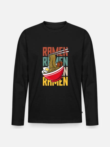 Retro Ramen Lover Gift - Men's Premium Organic Long Sleeve Shirt - black