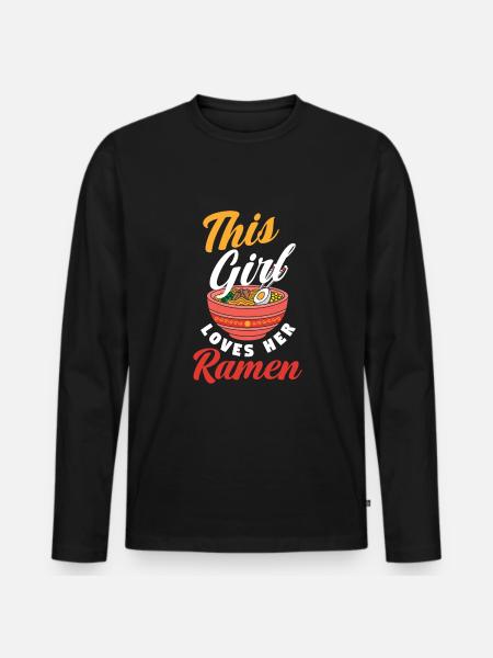 Cette fille aime ses ramen - T-shirt manches longues Premium bio Homme - noir