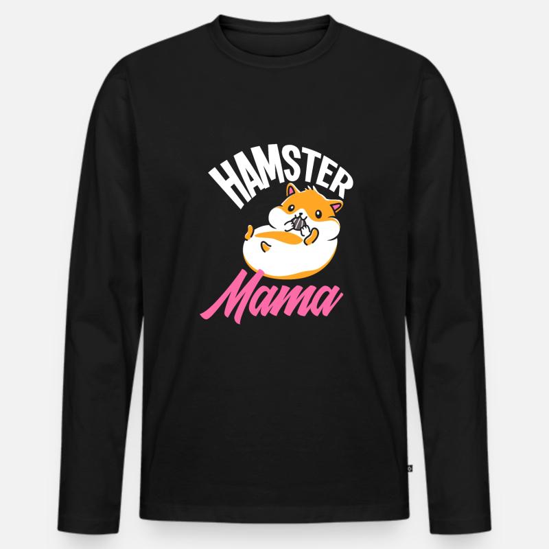 Hamster Mama Lustiges Hamster Geschenk - Männer Premium Bio Langarmshirt - Schwarz