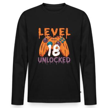 Halloween Pattern Pumpkin Game Gamer Birth Age 18 - Men's Premium Organic Long Sleeve Shirt - black - Front - Nico (187cm)
