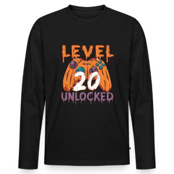 Halloween Pattern Pumpkin Game Gamer Birth Age 20 - Men's Premium Organic Long Sleeve Shirt - black - Front - Nico (187cm)