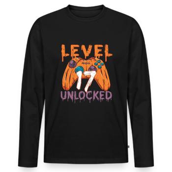 Halloween Pattern Pumpkin Game Gamer Birth Age 17 - Men's Premium Organic Long Sleeve Shirt - black - Front - Nico (187cm)
