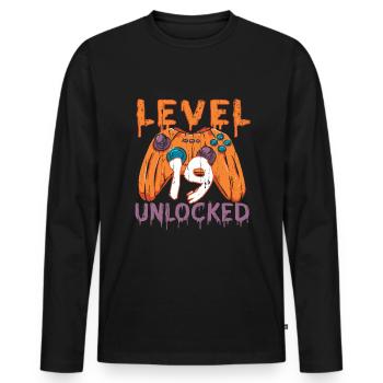 Halloween Pattern Pumpkin Game Gamer Birth Age 19 - Men's Premium Organic Long Sleeve Shirt - black - Front - Nico (187cm)