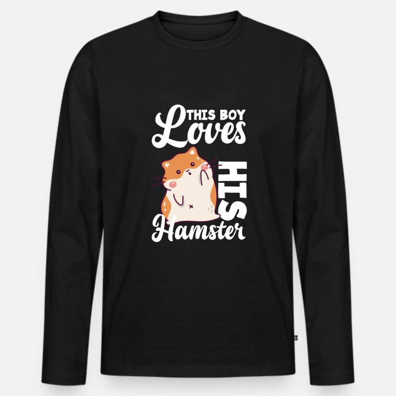 Dieser Junge Liebt Seinen Hamster - Männer Premium Bio Langarmshirt - Schwarz