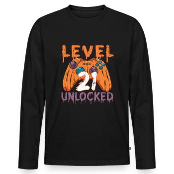 Halloween Pattern Pumpkin Game Gamer Birth Age 21 - Men's Premium Organic Long Sleeve Shirt - black - Front - Nico (187cm)