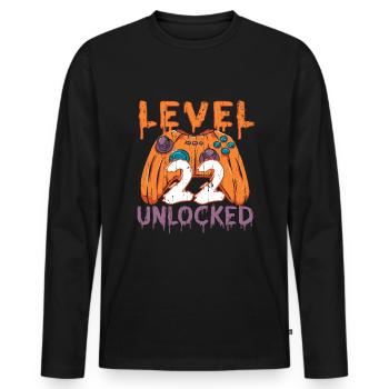 Halloween Pattern Pumpkin Game Gamer Birth Age 22 - Men's Premium Organic Long Sleeve Shirt - black - Front - Nico (187cm)
