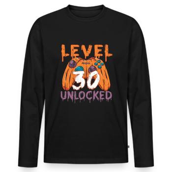 Halloween Pattern Pumpkin Game Gamer Birth Age 30 - Men's Premium Organic Long Sleeve Shirt - black - Front - Nico (187cm)