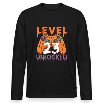 Halloween Pattern Pumpkin Game Gamer Birth Age 23 - Men's Premium Organic Long Sleeve Shirt - black - Front - Nico (187cm)