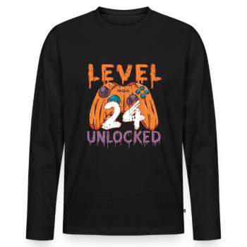 Halloween Pattern Pumpkin Game Gamer Birth Age 24 - Men's Premium Organic Long Sleeve Shirt - black - Front - Nico (187cm)