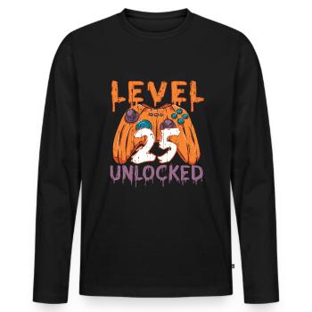 Halloween Pattern Pumpkin Game Gamer Birth Age 25 - Men's Premium Organic Long Sleeve Shirt - black - Front - Nico (187cm)