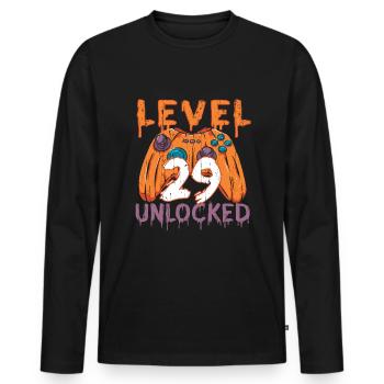 Halloween Pattern Pumpkin Game Gamer Birth Age 29 - Men's Premium Organic Long Sleeve Shirt - black - Front - Nico (187cm)