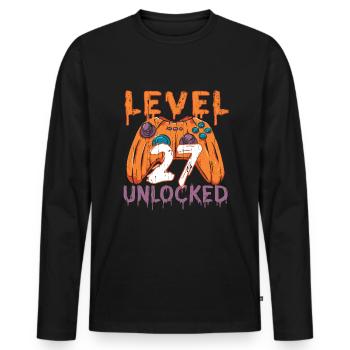 Halloween Pattern Pumpkin Game Gamer Birth Age 27 - Men's Premium Organic Long Sleeve Shirt - black - Front - Nico (187cm)