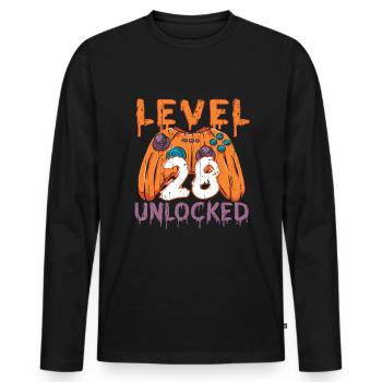 Halloween Pattern Pumpkin Game Gamer Birth Age 28 - Men's Premium Organic Long Sleeve Shirt - black - Front - Nico (187cm)