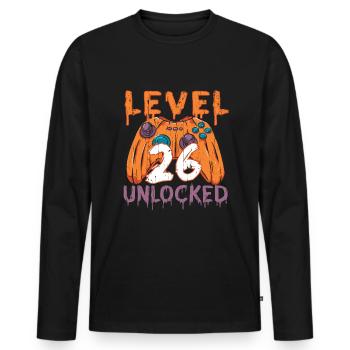 Halloween Pattern Pumpkin Game Gamer Birth Age 26 - Men's Premium Organic Long Sleeve Shirt - black - Front - Nico (187cm)
