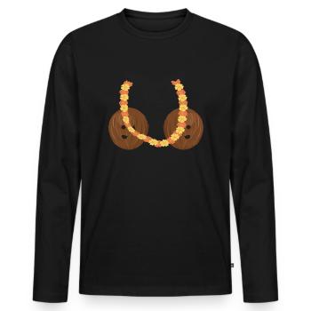 Drôle de costume de noix de hawaïenne pour Halloween - T-shirt manches longues Premium bio Homme - noir - Devant - Nico (187cm)