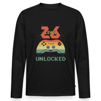 Vintage Video Game Lover Age 26 Level Unlocked - Men's Premium Organic Long Sleeve Shirt - black - Front - Nico (187cm)