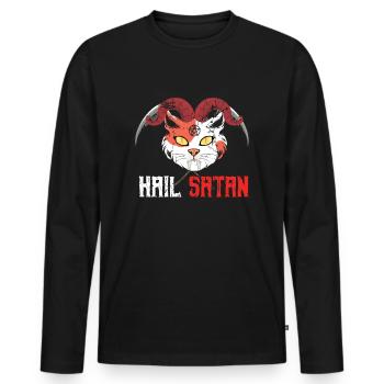 Creepy Cat Devil Horror Scary Halloween - Men's Premium Organic Long Sleeve Shirt - black - Front - Nico (187cm)