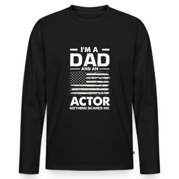 Drôle d’acteur Actrice Cadeau - T-shirt manches longues Premium bio Homme - noir - Devant - Nico (187cm)
