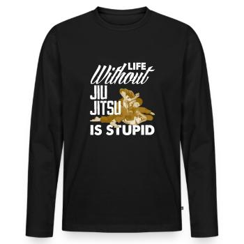 Jiu Jitsu Jiu Jitsu Jiu Jitsu - T-shirt manches longues Premium bio Homme - noir - Devant - Nico (187cm)