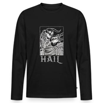 Squelette Os Tarot Carte Occulte Grêle Gothique - T-shirt manches longues Premium bio Homme - noir - Devant - Nico (187cm)