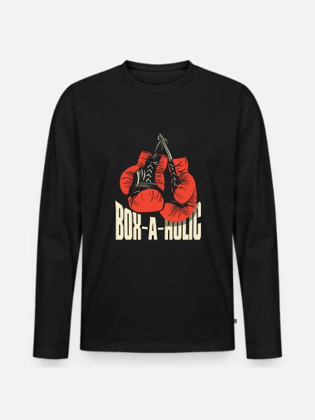 Funny Boxing Boxer Gift - Men's Premium Organic Long Sleeve Shirt - black
