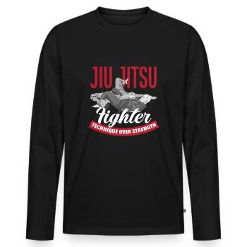 Jiu Jitsu Jiu Jitsu Jiu Jitsu - T-shirt manches longues Premium bio Homme - noir - Devant - Nico (187cm)