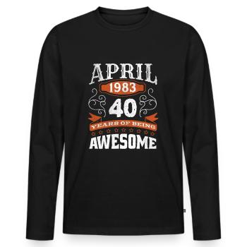 Vintage April 1983 40 Year Old Birth Awesome - Männer Premium Bio Langarmshirt - Schwarz - Vorne - Nico (187cm)