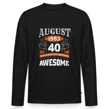 Vintage August 1983 40 Year Old Birth Awesome - Männer Premium Bio Langarmshirt - Schwarz - Vorne - Nico (187cm)