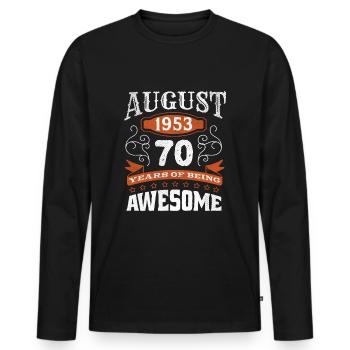 Millésime Août 1953 Naissance de 70 ans Génial - T-shirt manches longues Premium bio Homme - noir - Devant - Nico (187cm)