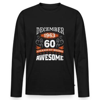 Vintage December 1963 60 Year Old Birth Awesome - Männer Premium Bio Langarmshirt - Schwarz - Vorne - Nico (187cm)